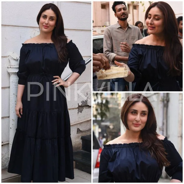 Kareena Kapoor membagi manisan ke wartawan di Mumbai ©pinkvilla