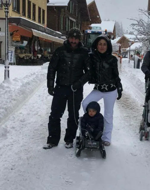 Lucunya Taimur naik kereta salju mini @pinkvilla