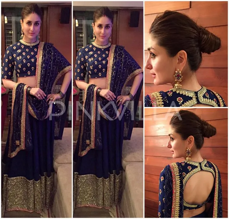 Ini dia penampilan menggoda Kareena dengan lehenga biru yang cantik © Pinkvilla.com