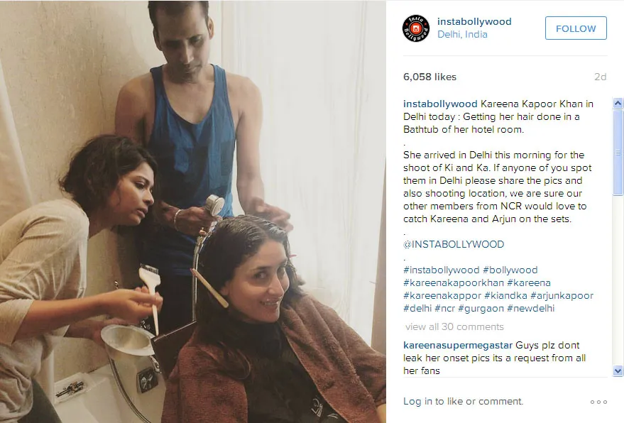 Ini dia Kareena saat melakukan persiapan sebelum syuting © Instagram.com/instabollywood