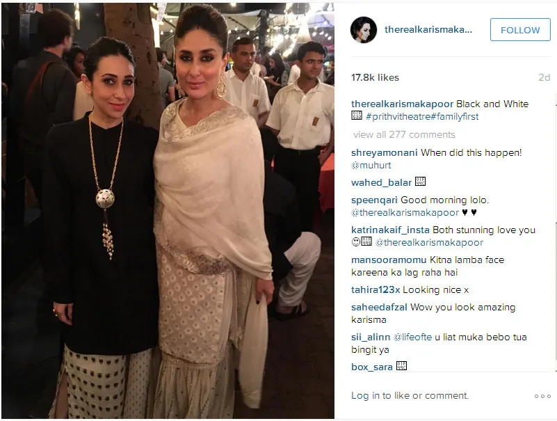 Karisma dan Kareena nonton konser bareng © Instagram.com/therealkarismakapoor