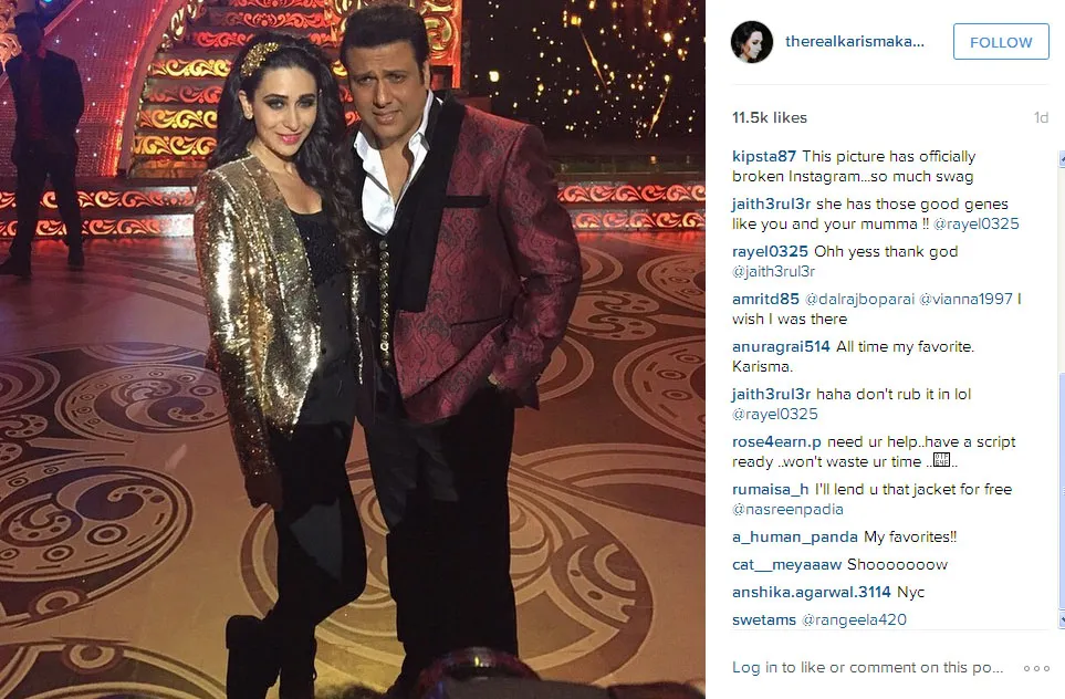 Ini dia 'bukti kemesraan' kembalinya Karisma Kapoor dan Govinda di layar kaca @instagram.com/therealkarismakapoor
