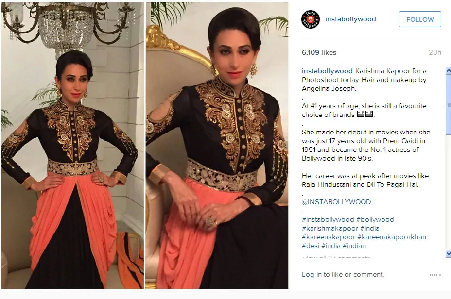 Karisma Kapoor berpose layaknya ratu di photoshootnya ini © Instagram.com/instabollywood