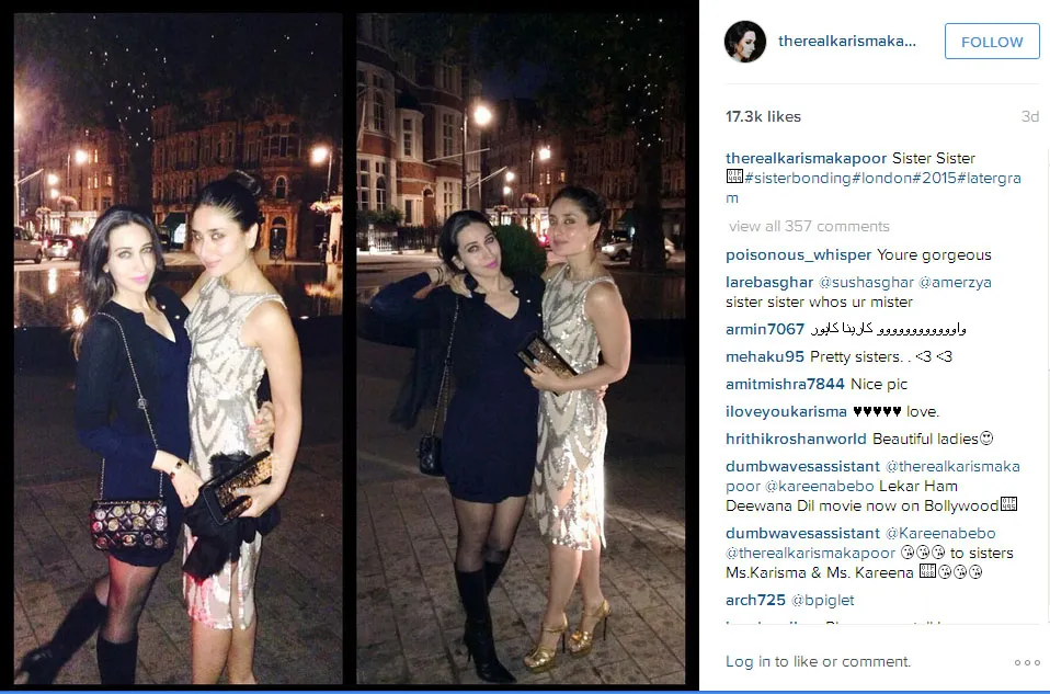 Kota London seakan semakin indah dengan kehadiran Karisma dan Kareena @instagram.com/therealkarismakapoor