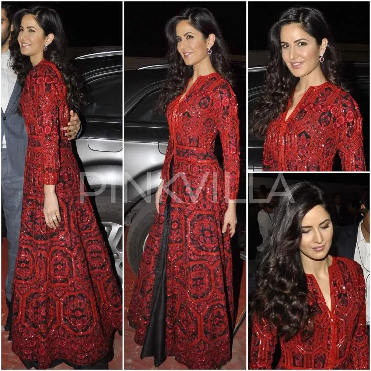 Katrina Kaif tampil cantik banget dengan maxi dress merah marun © Pinkvilla.com