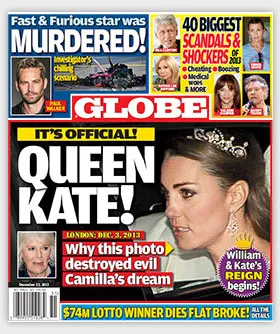 Sampul majalah Globe @ showbizspy.com