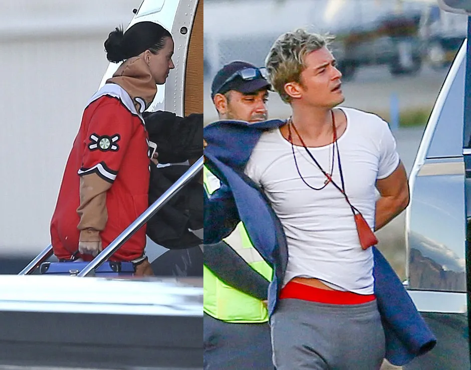 Katy Perry dan Orlando Bloom naik pesawat pribadi bareng © Dailymail.co.uk