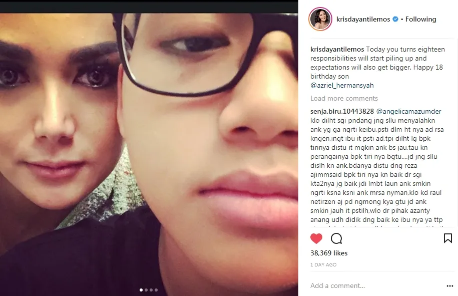 Harapan dan doa KD di hari ulang tahun Azriel. (instagram.com/krisdayantilemos)