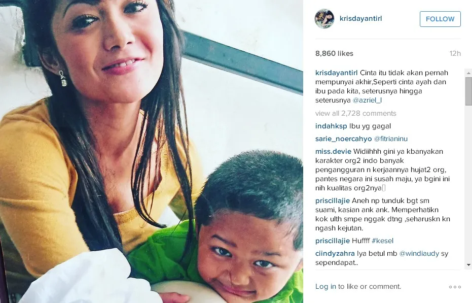 Balasan KD untuk Azriel © instagram.com/krisdayantirl
