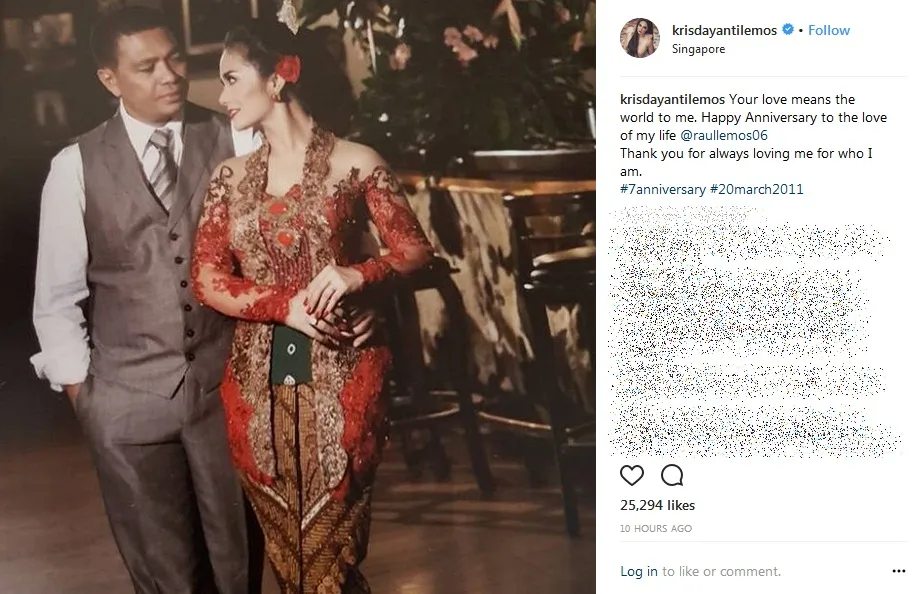 KD tulis kalimat manis untuk Raul di momen ulang tahun pernikahan. Credit: via instagram.com/krisdayantilemos