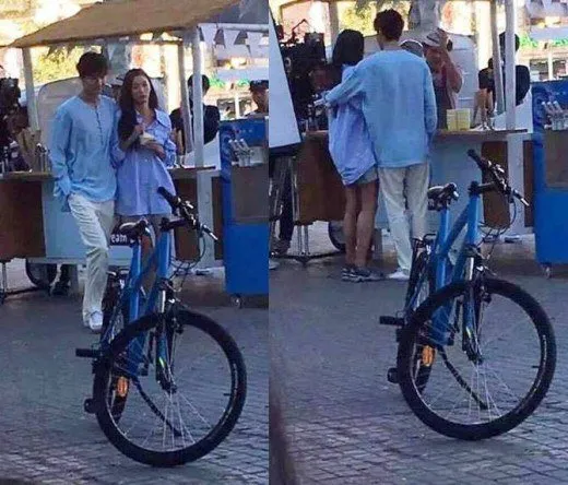 Lee Min Ho memeluk manis pundak Jun Ji Hyun saat syuting adegan kencan. ©allkpop.com