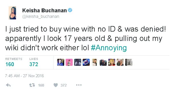 Lupa membawa kartu identitas, Keisha Buchanan andalkan halaman Wikipedia-nya © twitter.com/keisha_buchanan