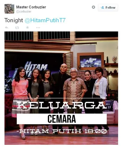 Reuni Keluarga Cemara di HITAM PUTIH Trans7 ©twitter.com/corbuzier