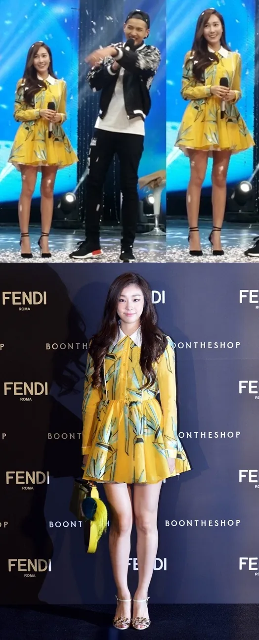Jessica Jung dan Kim Yuna dalam dress yang sama namun pesona yang berbeda. © istimewa