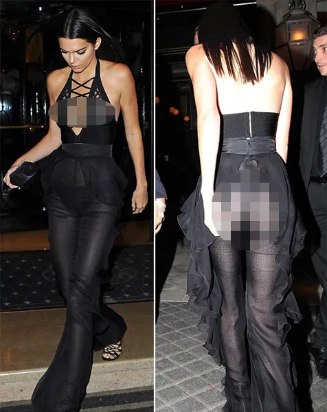 Kendall tampil braless dan mengenakan outfit transparan © istimewa