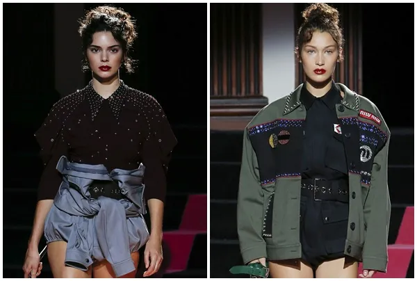 Kendall dan Bella tampil bersama-sama di Miu Miu Fashion show © Istimewa