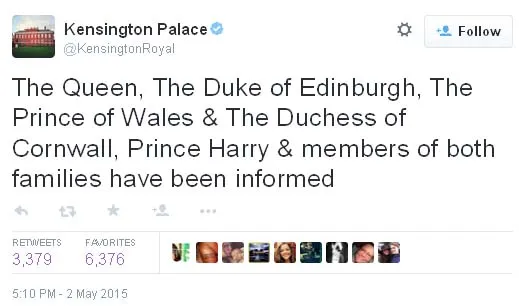 Kabar bahagia ini pun disambut masyarakat Inggris dengan antusias tinggi ©Twitter.com/KensingtonRoyal