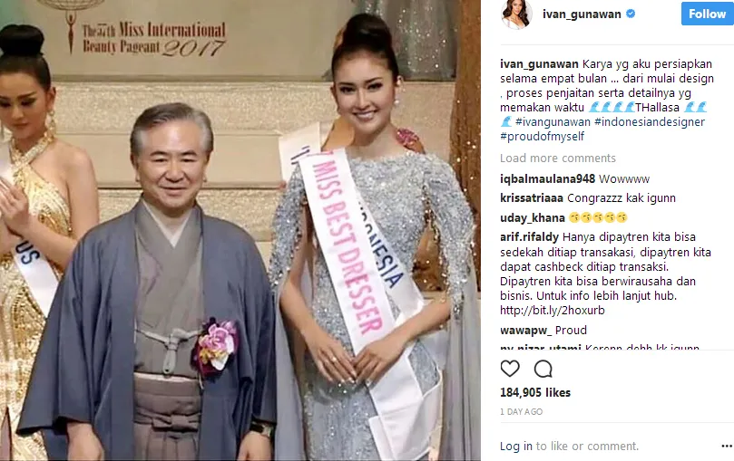 Ivan tak sangka dressnya bakal dinobatkan jadi juara © Instagram/ivan_gunawan