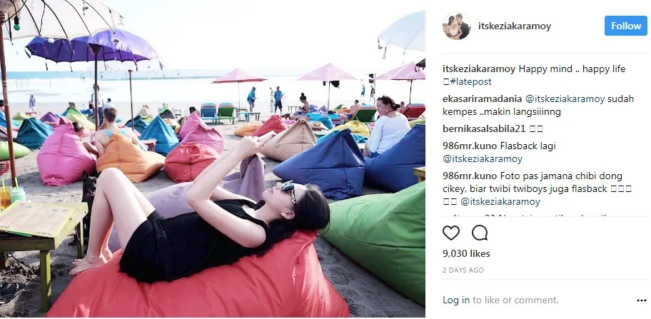 Kezia Karamoy memposting foto saat bersantai. 姆nstagram.com/keziakaramoy