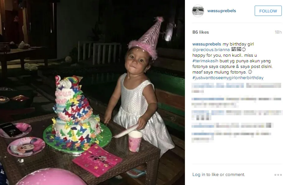 Ucapan ultah buat Precious Brianna dari sang ayah © Instagram.com/wassuprebels