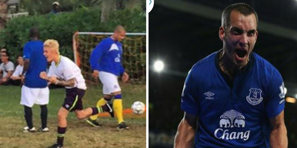 Pakai Baju Everton FC Justin Bieber Telihat Semakin 