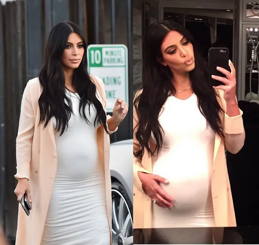 Perut Kim Kardashian terlihat lebih besar di hari yang sama © Istimewa