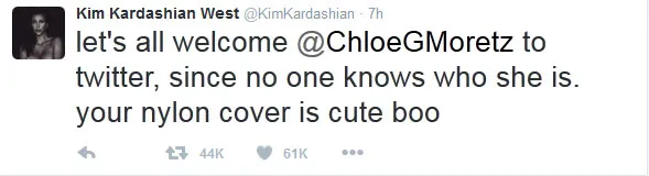 Kim Kardashian 'tampar' balik Chloe Moretz © Twitter.com/kimkardashian