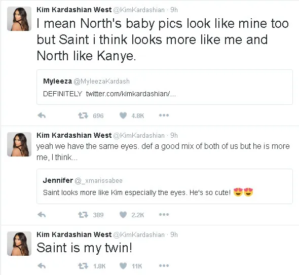 Reaksi penggemar saat melihat foto Baby Saint © Twitter.com/kimkardashian
