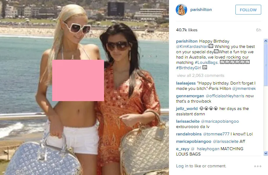 Paris ucapkan selamat ulang tahun pada Kim K © Instagram/parishilton
