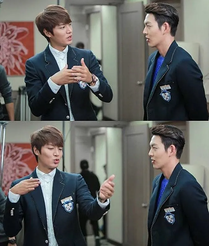 Lee Min Ho - Kim Woo Bin kala syuting adegan 'The Heirs' via Soompi