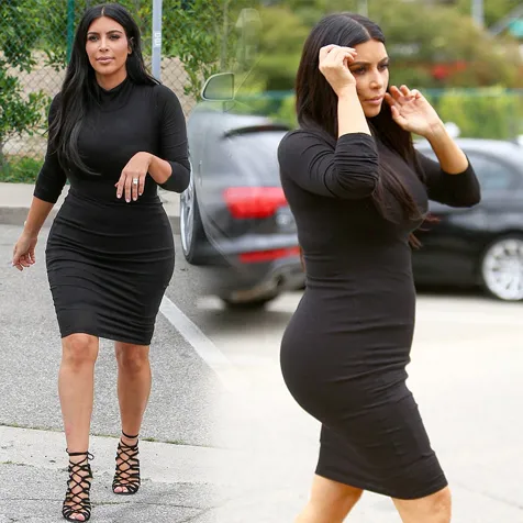 Kim pakai dress ketat di masa kehamilan @ istimewa
