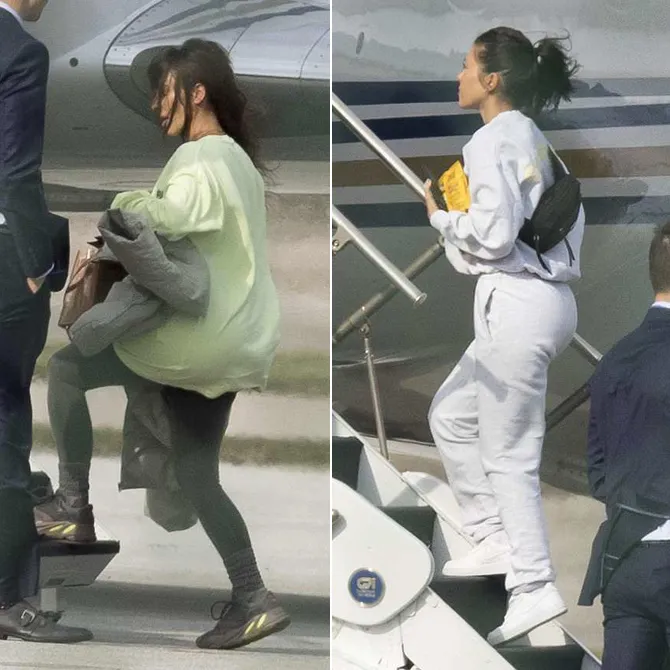Kim dan Kourtney putuskan kembali pulang ke LA © Splashnews/BackGrid via dailymail.co.uk