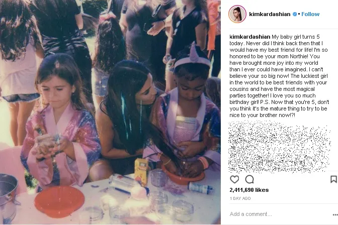 Kim Kardashian tulis kalimat manis untuk North West. Credit: via instagram.com/kimkardashian