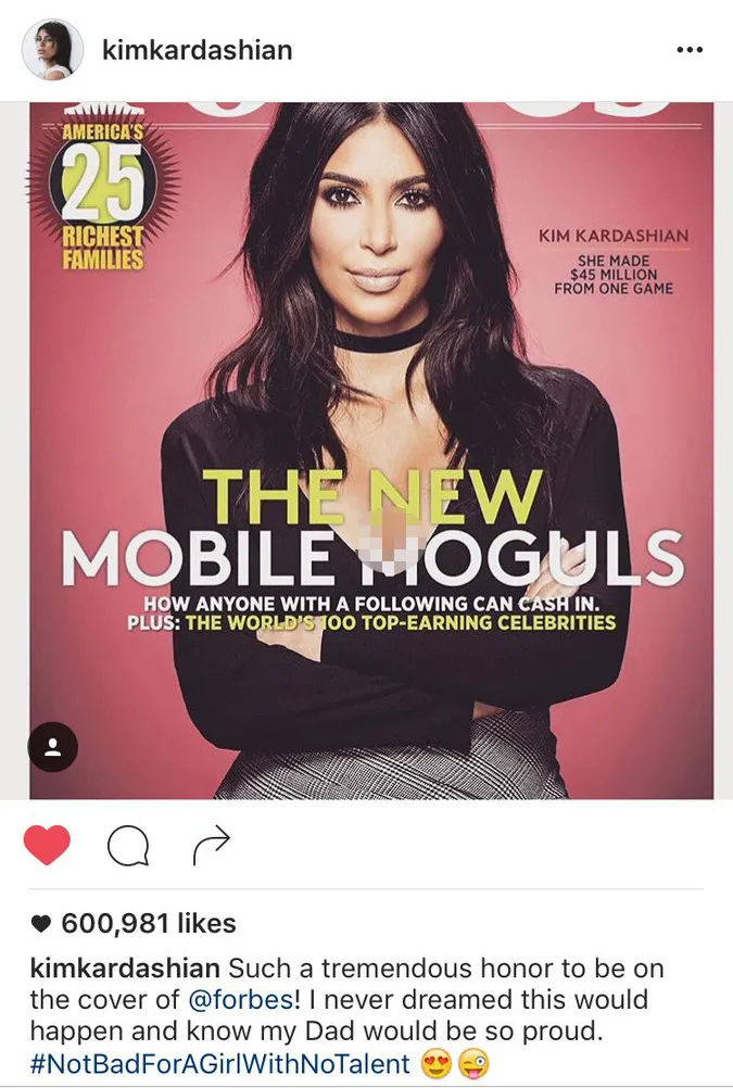 Kim sukses jadi salah satu seleb dengan bayaran termahal tahun 2017 versi Forbes © instagram.com/kimkardashian