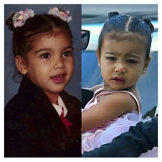 Kim kecil dan North, mirip nggak sih? @ instagram.com/kimkardashian