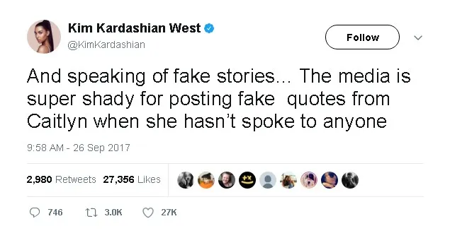 Kim bantah berita soal konfirmasi Caitlyn © twitter.com/kimkardashian