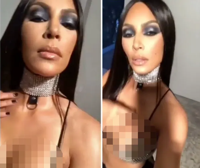 Makeup jadi elemen penting dalam penampilan Kim kali ini © Kim's Snapchat