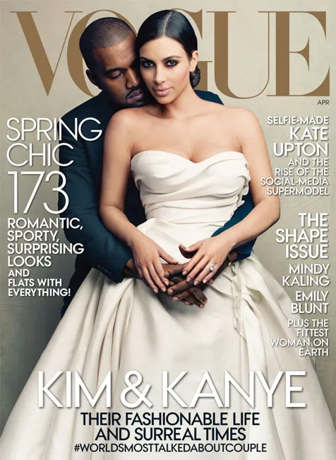 Potret Kim dan Kanye di sampul majalah Vogue @ dailymail.co.uk