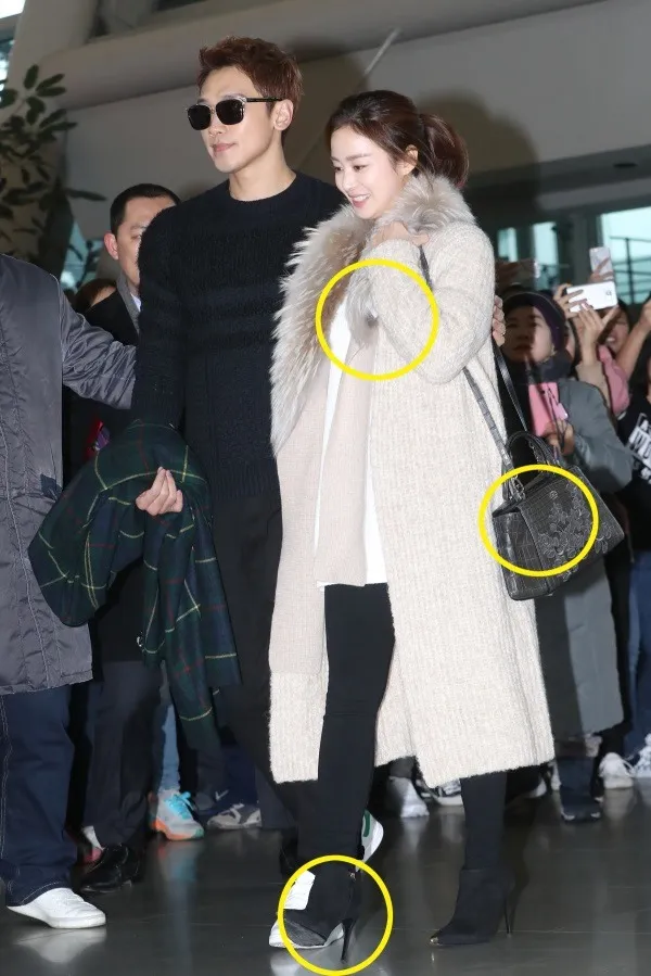 Fashion ratusan juta Kim Tae Hee saat berangkat menuju Bali. ©kpopherald.com