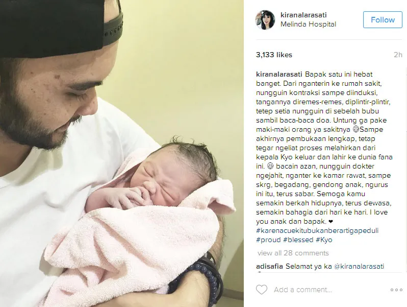 Kirana Larasati merasa bersyukur punya suami yang sangat hebat © Instagram.com/kiranalarasati