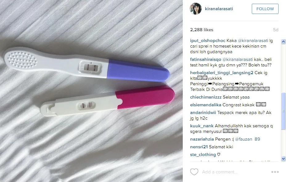 Inilah cara Kirana menunjukkan kalau dia sedang hamil © instagram.com/kiranalarasati