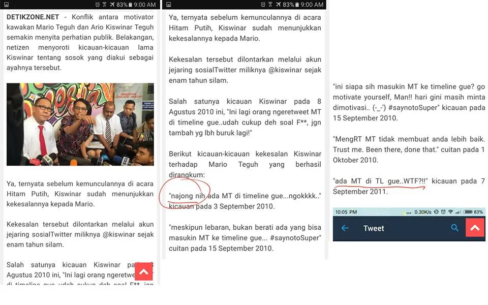 Screenshot Twitter Kiswinar © Facebook