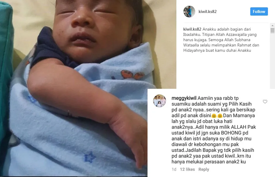 Meggy istri kedua Kiwil mengungkap suaminya tidak adil. © Instagram/kiwil.ks82