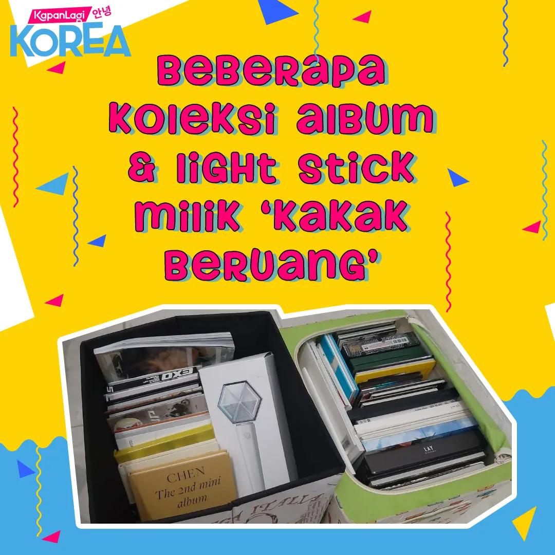 Beberapa koleksi album, majalah dan light stick EXO (credit: dokpri)