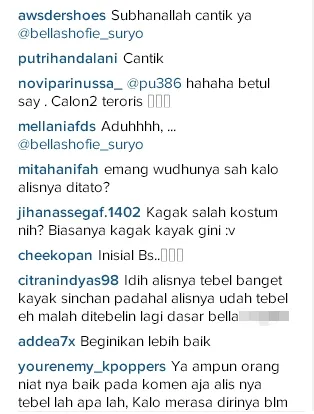 Komentar Bella Shofie. ©instagram bellashofie_suryo
