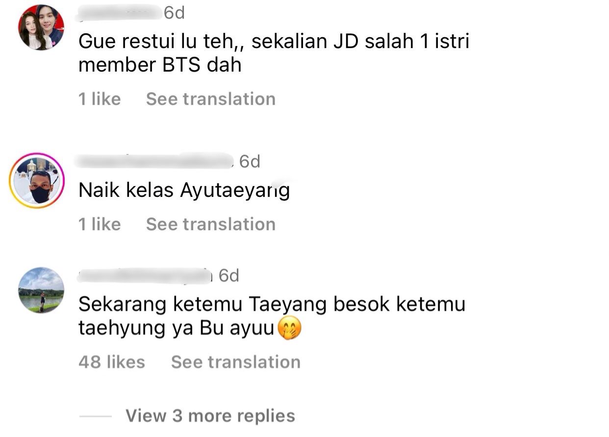 Netizens' comments on Ayu Ting Ting's post (credit: instagram.com/ayutingting92)