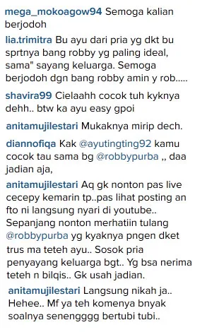 Netizen jodohkan Ayu Ting Ting dengan Robby Purba © Instagram.com/ayutingting92