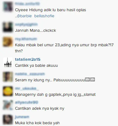 Komentar untuk Bella Shofie dan adiknya © Instagram/Bella Shofie