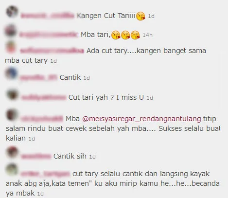 Komentar untuk Cut Tary © Instagram/Meisya Siregar