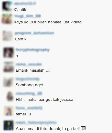 Komentar netizen untuk Jedar © Instagram/Jessica Iskandar